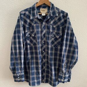 Wrangler Western Fashion Snap Shirts Pearl Snap Plaid Size 2XL Multi-Color